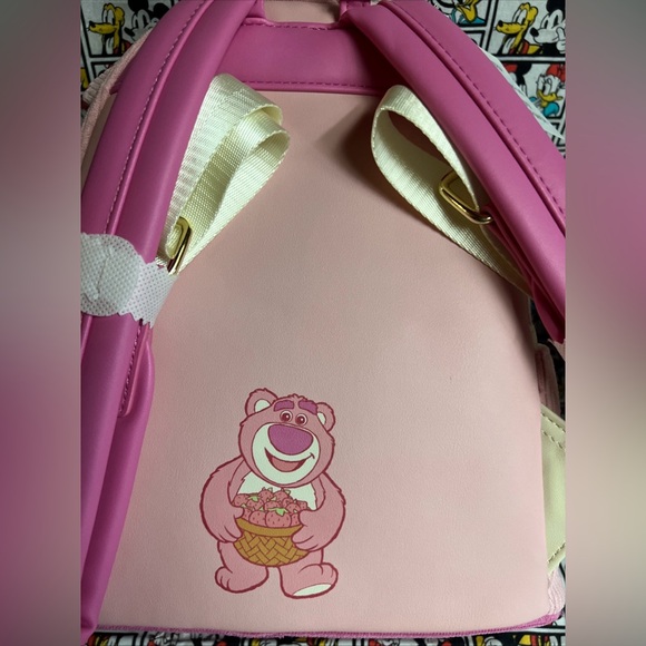Loungefly Disney Parks Toy Story Lotso Bear Mini Backpack Scented 🍓NWT 2025 - Picture 12 of 15